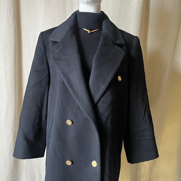 Vintage Forecaster of Boston Black Wool Military Coat USA Size 12 - Picture 3 of 8